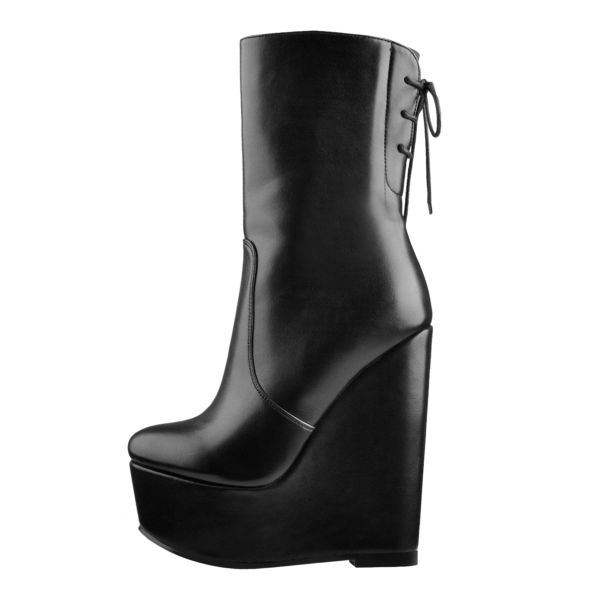 Black boot hotsell wedges with laces