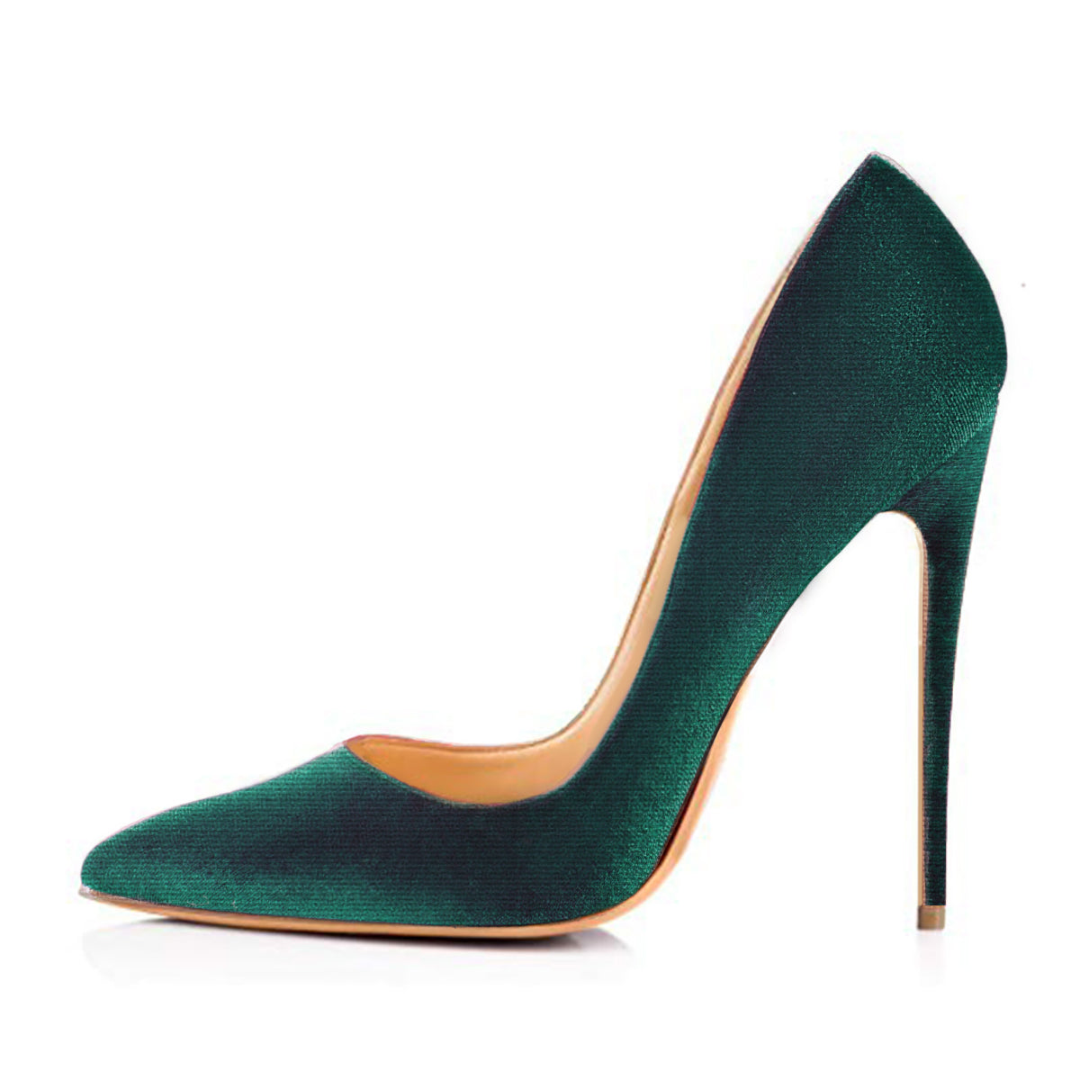 8cm 10cm 12cm Retro Green Pointed Toe Pumps Classic Satin Stilettos