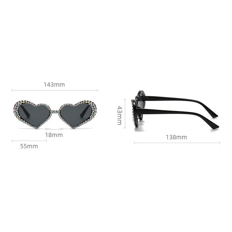 Gradient Rhinestone Heart Shape Sunglasses