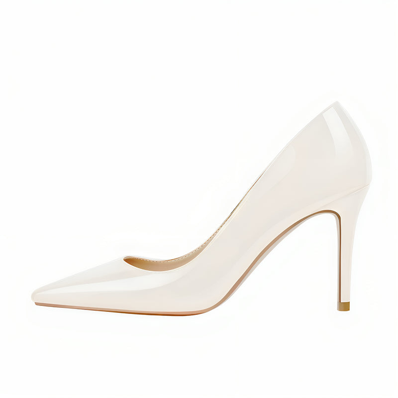 8cm 10cm 12cm Patent White Pointed Toe High Heel Pumps