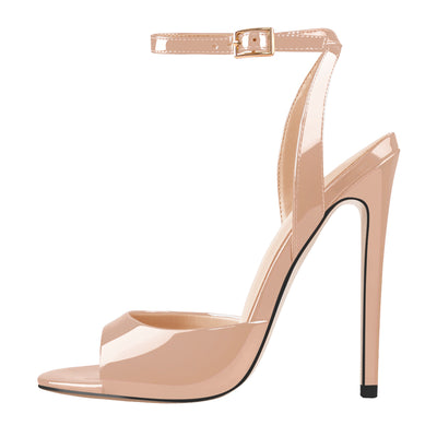 Gold Round Toe Strap High Heel Stilettos Sandals