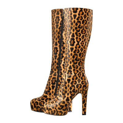 Platform High Heel Zipper Knee High Boots