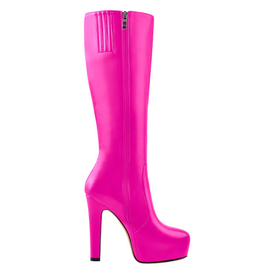 Platform High Heel Zipper Knee High Boots