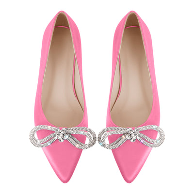 Rhinestones Bow Pointed Toe Flats