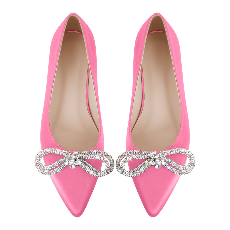 Rhinestones Bow Pointed Toe Flats