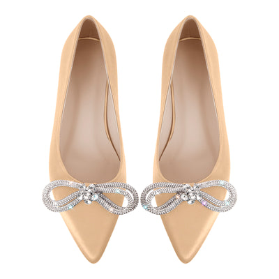 Rhinestones Bow Pointed Toe Flats