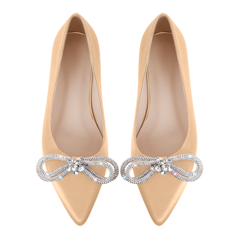 Rhinestones Bow Pointed Toe Flats