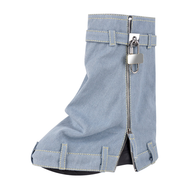 Round Toe Wedge Heel Fold Over Mid-calf Boots