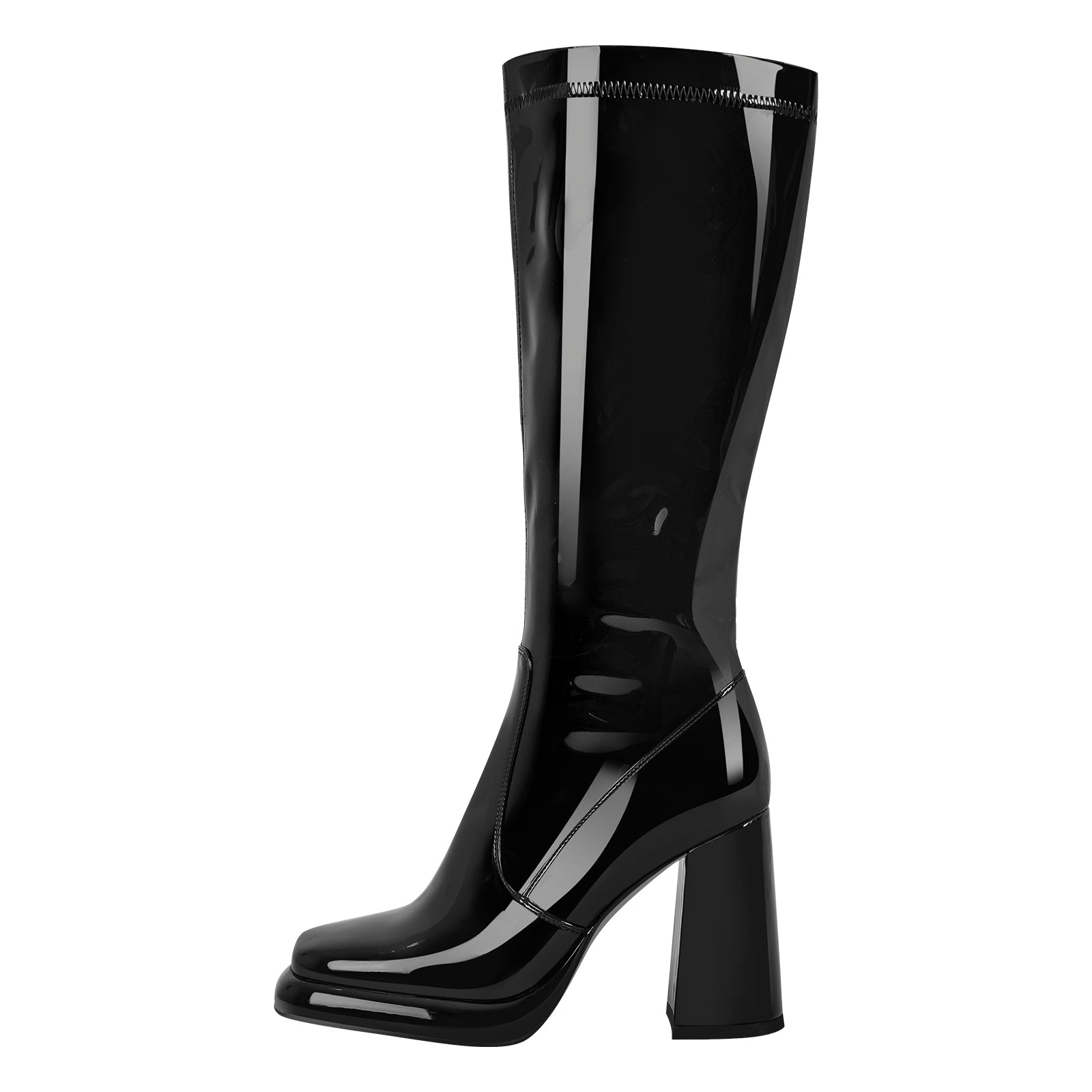 Platform Square Toe Chunky Heel Knee High Boots – Onlymaker