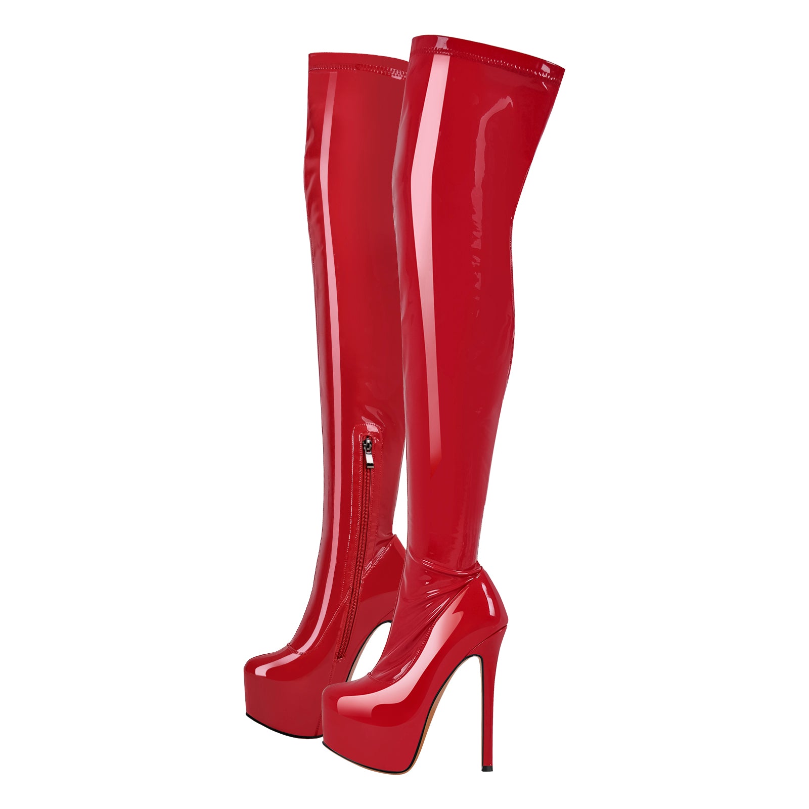 Patent Leather Platform Over The Knee High Heel Boots – Onlymaker