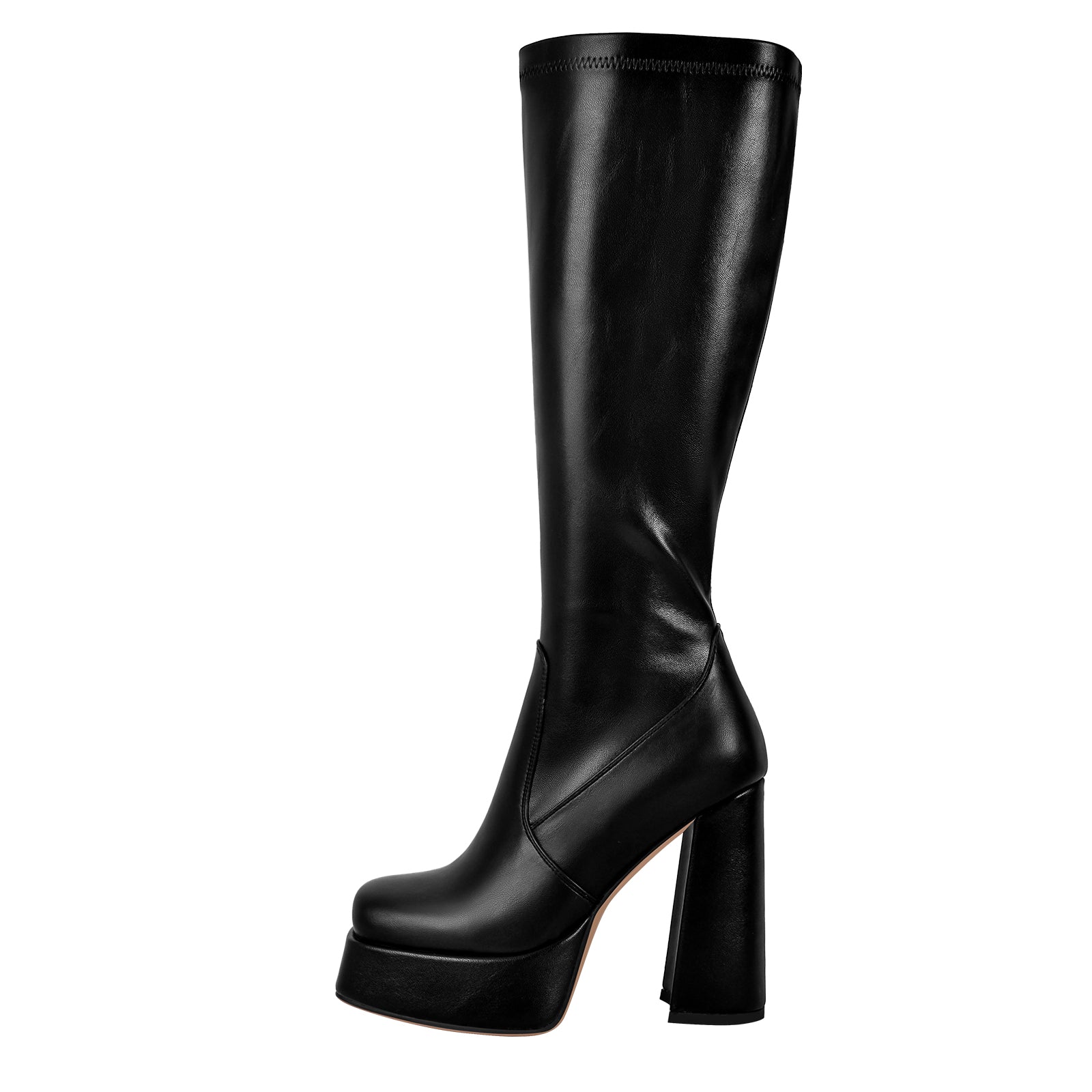 Square Toe Platform Chunky Heel Knee High Boots – Onlymaker