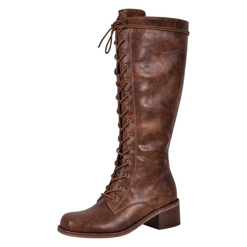 Matte Leather Lace-up Mid-calf Boots – Onlymaker