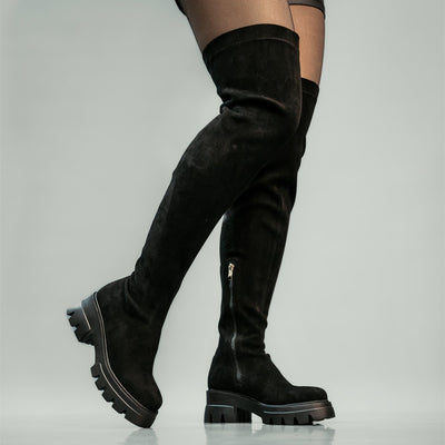 Black Over The Knee Stretch Boots