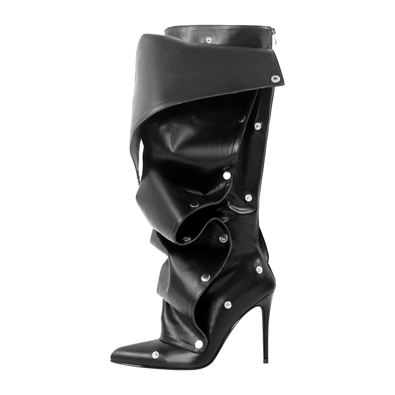 Pointed Toe Buckle Stiletto Removable Boots