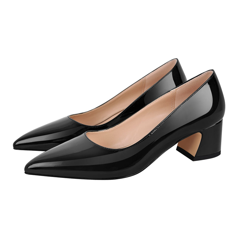 Pointed Toe Chunky Heel Classic Pumps