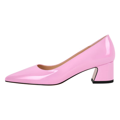 Pointed Toe Chunky Heel Classic Pumps