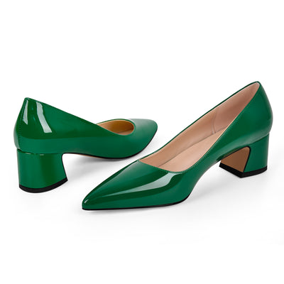 Pointed Toe Chunky Heel Classic Pumps