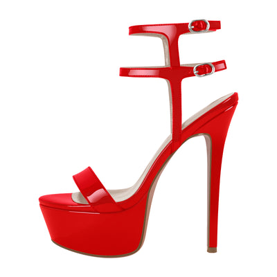 Platform Ankle Double Strap Stiletto Sandals