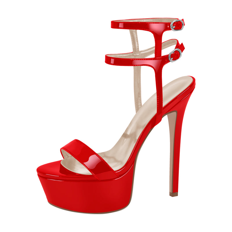 Platform Ankle Double Strap Stiletto Sandals