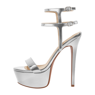 Platform Ankle Double Strap Stiletto Sandals