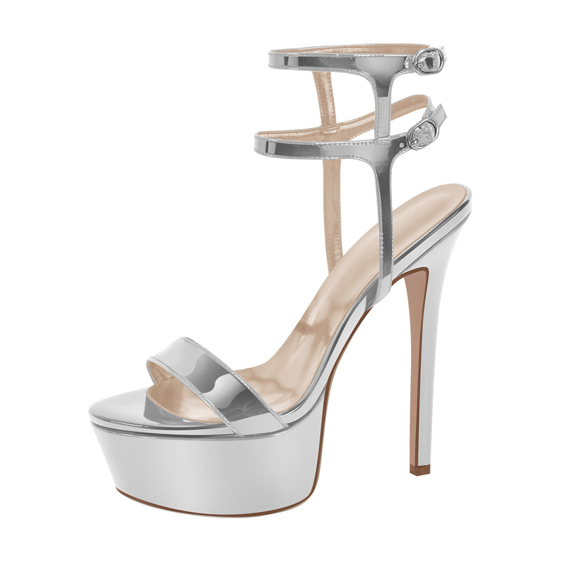 Platform Ankle Double Strap Stiletto Sandals