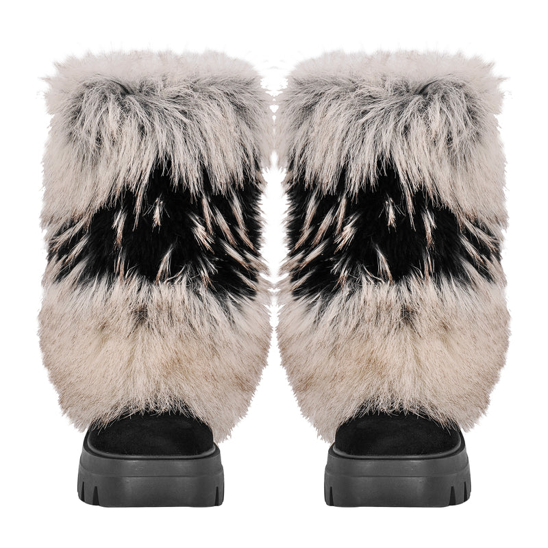 Fur Round Toe Platform Mid-Calf Boots