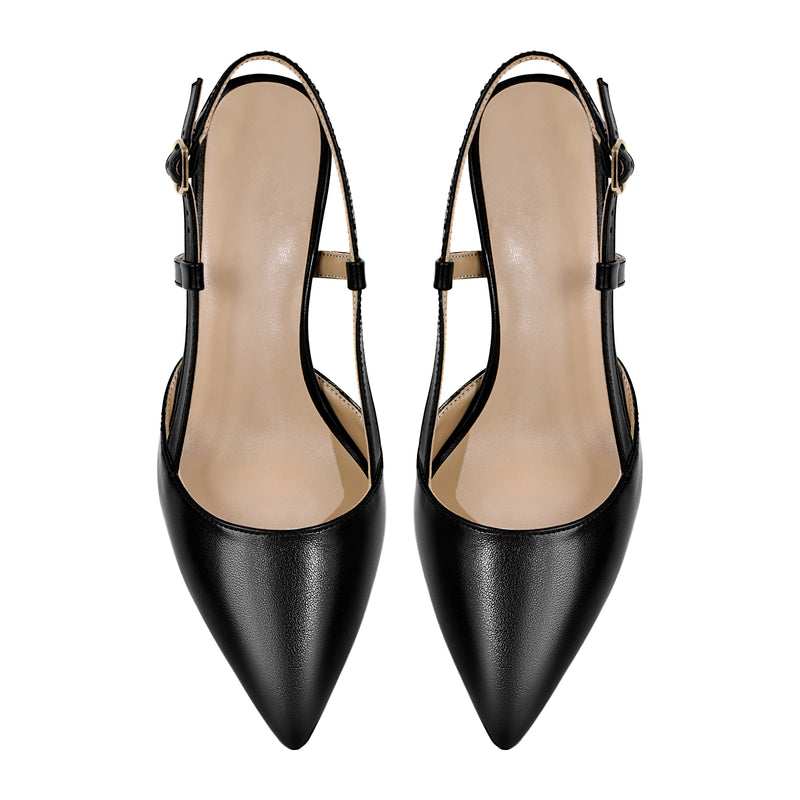 Pointed Toe Kitten Heel Slingback Pumps