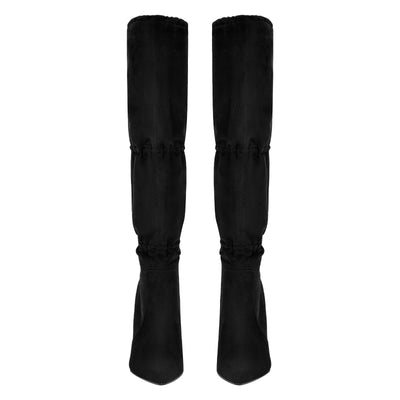 Pointed Toe Lace-up Stiletto Knee High Boots