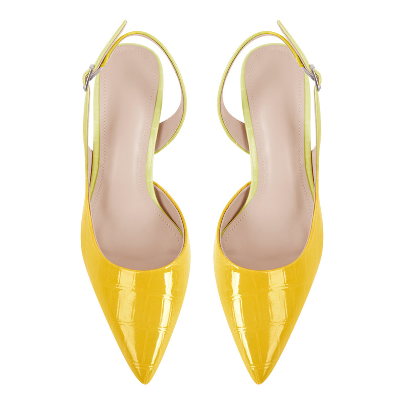 Gradient Pointed Toe Stone Slingback Pumps