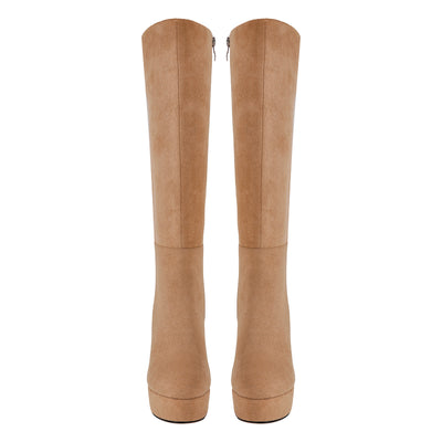 Onlymaker Platform Suede Knee High Boots