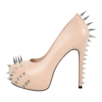 Rivet Round Toe Platform Stiletto Pumps