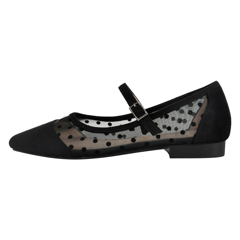 Pointed Toe Mesh Polka Dot Flats