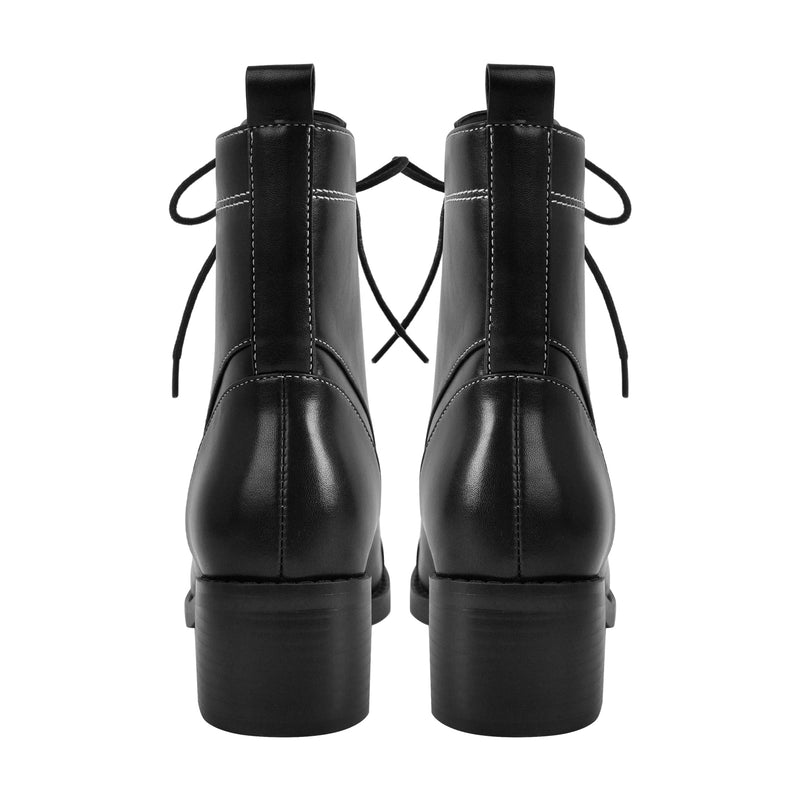 Square Toe Lace-up Chunky Heel Ankle Boots