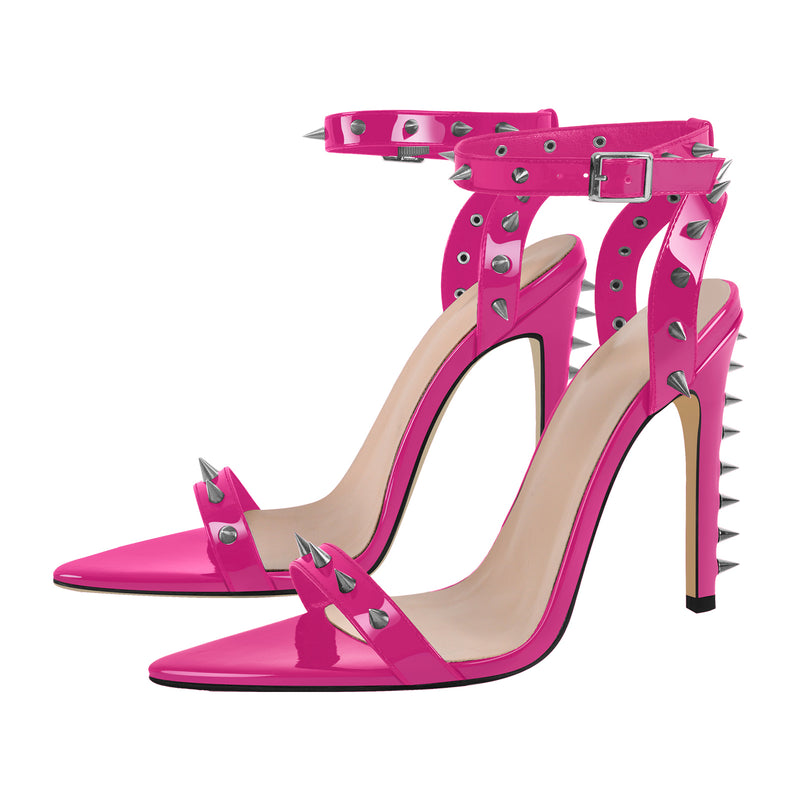 Rivet Ankle Strap High Heel Sandals