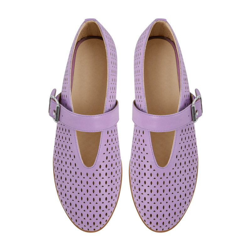 Round Toe Buckle Strap Hollow Flats