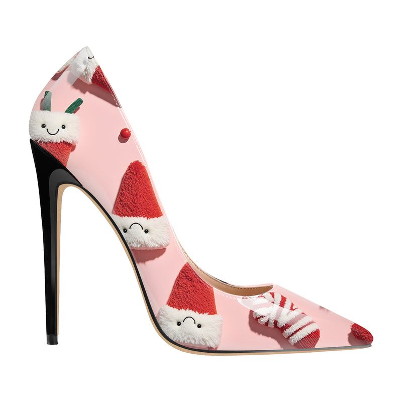 Pointed Toe Christmas Printed High Heels