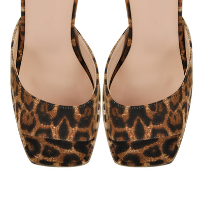 Leopard Platform Ankle Strap Chunky Heel Sandals