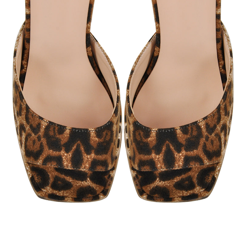 Leopard Platform Ankle Strap Chunky Heel Sandals