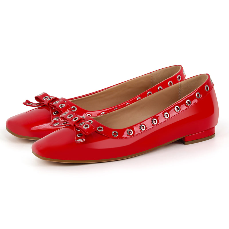 Square Toe Bow Ballet Flats