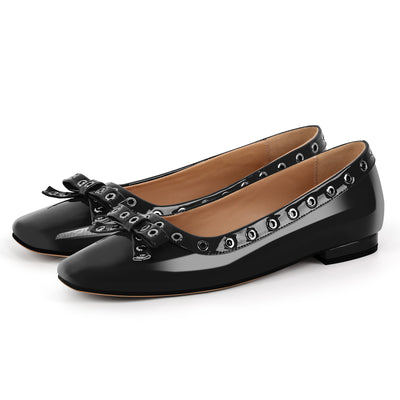 Square Toe Bow Ballet Flats