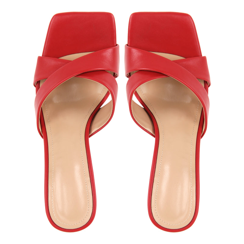 Square Toe Cross Band Sandals Mules