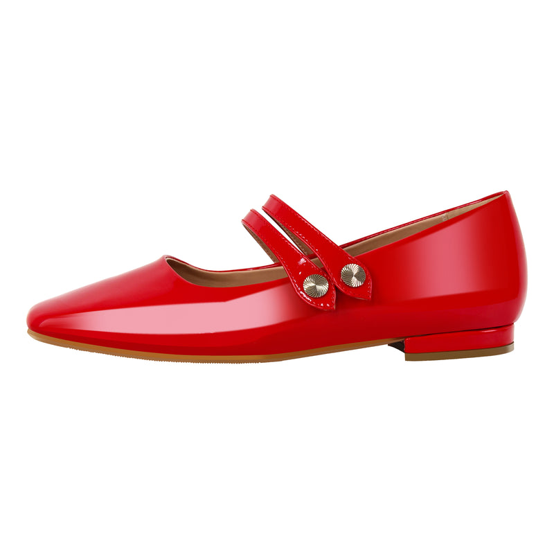 Patent Leather Buckle Strap Ballet Flats