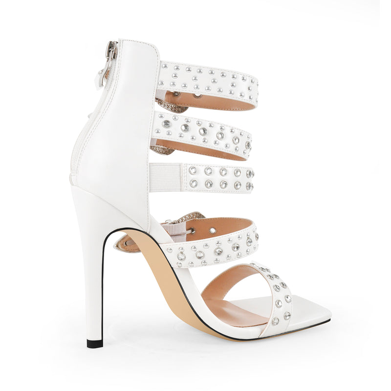 Square Toe Rivet Buckle Straps Sandals