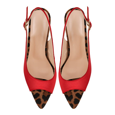 Open Toe Leopard Stiletto Slingback Sandals