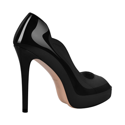 Peep Toe Platform Patent Leather High Heels