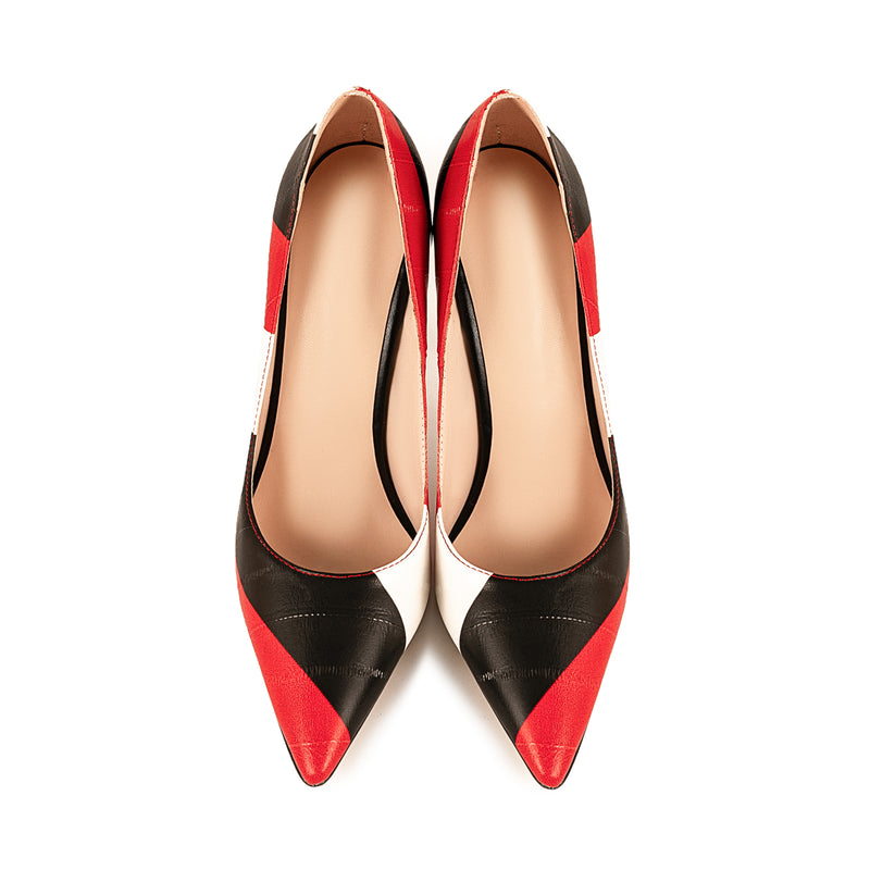 Pointed Toe Mix-Color Slip On Stiletto Pumps