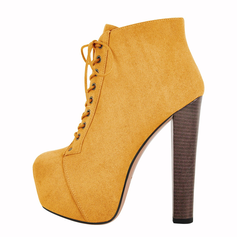 Blue Suede Platform Chunky Heel Ankle Boots