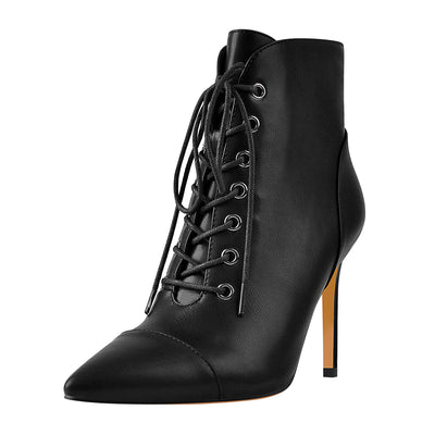 Pointed Toe Lace-up Stiletto Ankle Boots