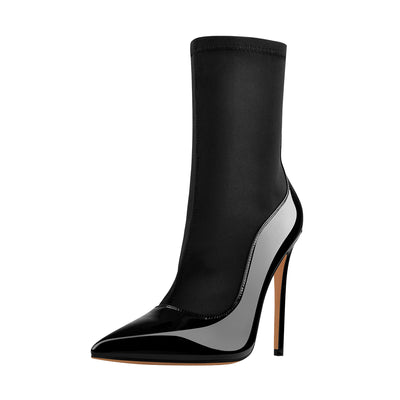 Pointed Toe Minimalistic Stretch Stiletto Ankle Boots