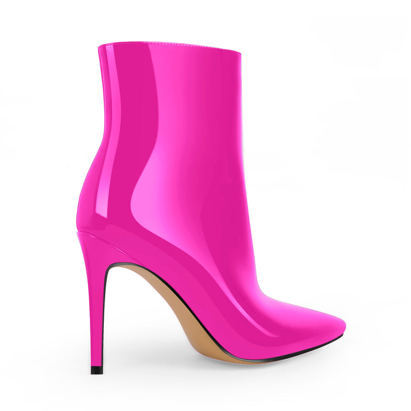 Pointed Toe Stiletto Patent Ankle Boots